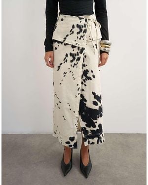 TOPSHOP Twill Wikkelmaxirok Met Strikdetail - Wit
