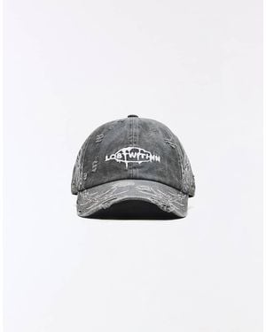 Bershka Washed Cap With Print - Grey
