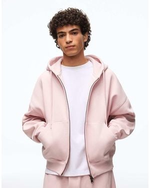 Bershka Boxy Zip-up Hoodie - Pink