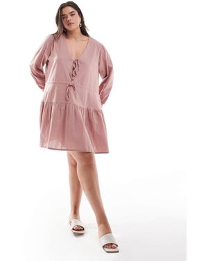 Esmee Curve Esmée curve exklusiv – langärmliges, kurzes strandkleid aus leinenmix - Pink