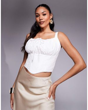 Taideux Fuller Bust Clara Borderie Corset Top With Boning - White