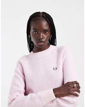 Fred Perry Jersey De Punto Con Cuello Redondo Cepillado En Bebé - Rosa