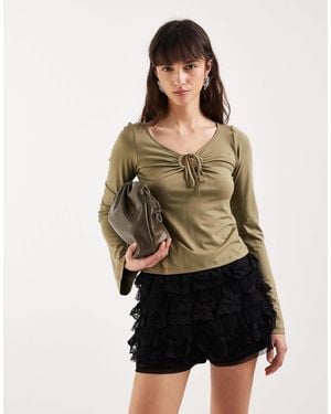 Motel Armel Longsleeve Keyhole Top - Green