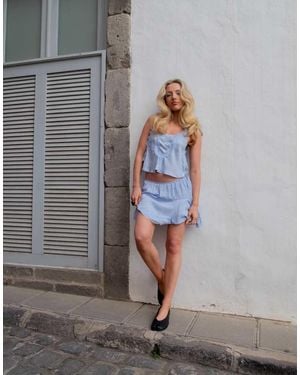 Daisy Street X Emma Jean Floaty Lace Satin Cami Top With Lace Edging - Grey
