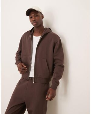 ASOS – essential – kastige oversize-kapuzenjacke - Braun