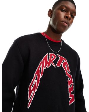 Weekday Emilio Jumper With Varsity Style Jacquard Graphic - Red