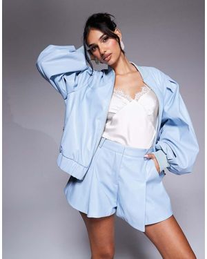 ASOS Pu Bomber Jacket - Blue