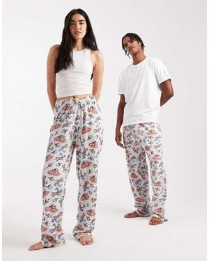 ASOS Pantalones De Estar Por Casa Grises Con Estampado Gráfico De Goofy De Disney De - Blanco