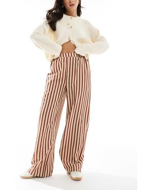 ASOS Straight Leg Seersucker Pants - Natural