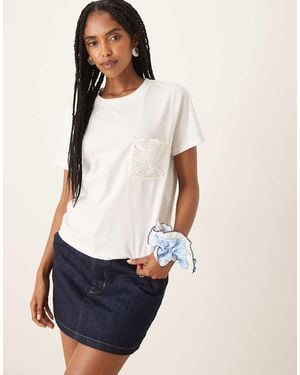 Jdy Crochet Pocket Detail T-shirt - White