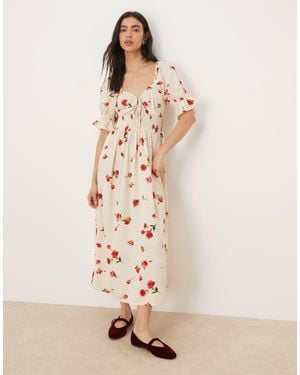 Wednesday's Girl Short Sleeve Floaty Midaxi Dress - Natural