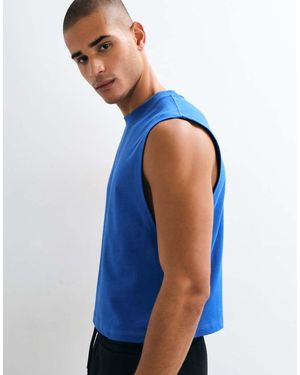 4505 Cotton Cropped Lifting Tank With Quick Dry Finish - Blue
