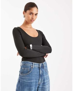 ASOS Body Modellante Con Scollo Rotondo A Maniche Lunghe - Nero