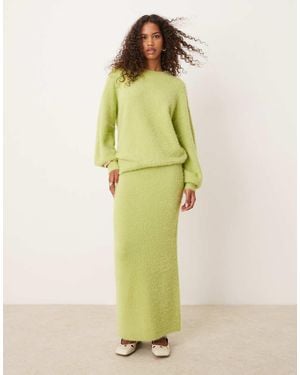 Glamorous Chunky Knitted Maxi Co-ord Skirt - Green