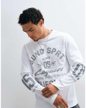 ASOS T-Shirt Comoda A Doppio Strato Bianca Con Scritta - Grigio