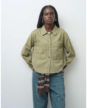 ONLY Chaqueta Estilo Camisa De Algodón Con Detalle De Bolsillos En Verde Salvia