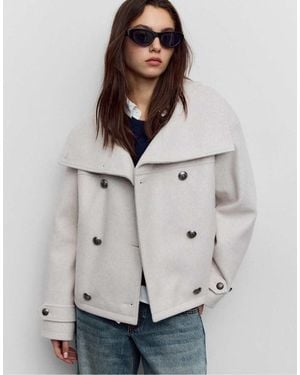 Stradivarius Soft-Touch Crossover High Neck Jacket - Grey