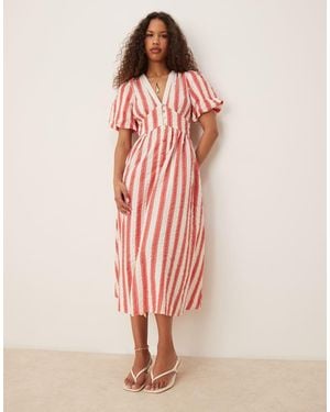 Nobody's Child Starlight Puff Sleeve Midi Dress - Pink