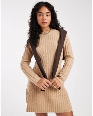 ASOS Knit Structured Mini Dress - Natural