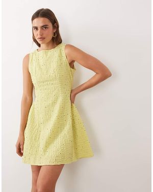Sister Jane Ronja Boat Neck Sleeveless Embellished Detail Mini Dress - Yellow