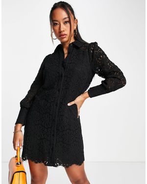 Whistles Button Up Mini Shirt Dress - Black