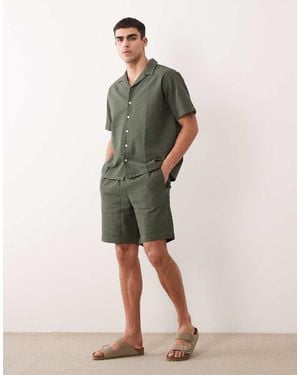 JJ Rebel Co Ord Seersucker Shorts - Green
