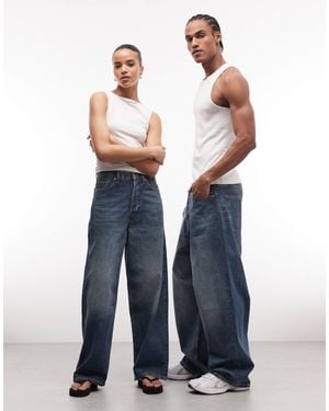 Weekday Astro Unisex Low Rise baggy Fit Jeans - Blue