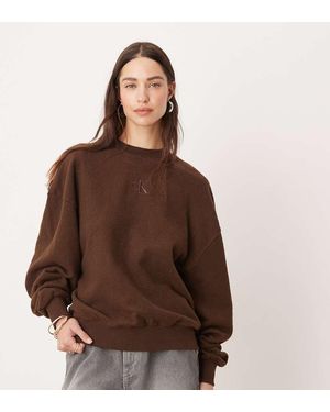 Calvin Klein Sudadera Marrón Oscuro Suave Exclusiva En Asos De