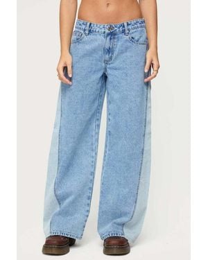 Edikted Genna Contrast Panel Low Rise Jeans - Blue