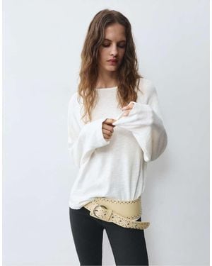 Pull&Bear Long Sleeve Raglan T-Shirt - White