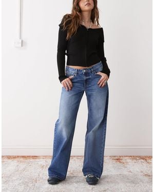 Monki Imoo Low Waist Wide Leg Jeans - Blue