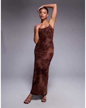Princess Polly Knox Floral Devore Open Back Cami Maxi Dress - Purple