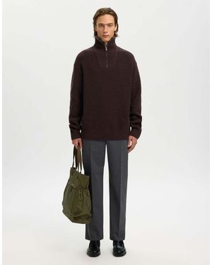 SELECTED Half-Zip Jumper - Brown