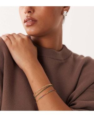 ASOS Asos Design Curve Pack Of Fine Bracelets With Coloured Sparkly Rhinestones - Brown