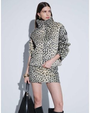 Gina Tricot Faux Fur High Neck Jacket - White