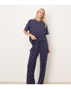 ASOS Asos Design Tall Mix & Match Cotton Pyjama Trouser - Blue