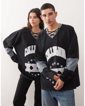 Collusion Unisex Hockey T-shirt Long Sleeve - Black