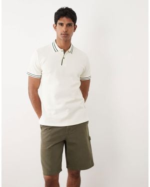 Blend Polo coupe classique en coton avec liseré double contrastant - cassé - Neutre