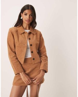 Glamorous Crop Cord Jacket - Brown