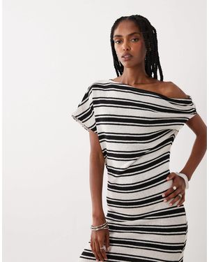 ASOS Off Shoulder Midi Dress With Pleat - Multicolor
