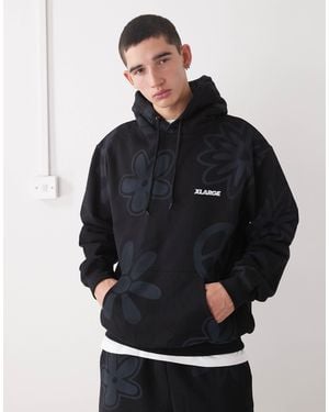 X-Large Peace Print Logo Hoodie - Gray
