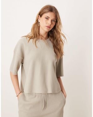 ASOS – kurzärmliges oberteil aus schwerem material mit waffelstruktur - Natur