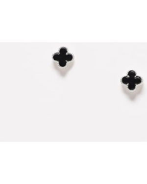Kingsley Ryan Clover Stud Earrings - Black