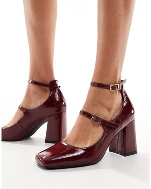 SIMMI Simmi London Wide Fit Vinda Mid Block Heel Shoes With Straps - Brown