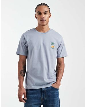 JJ Rebel Oversized T-Shirt With Embroidered Palm Tree - Blue