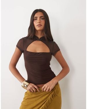 ASOS Rouleau Loop Cut Out Top - Brown