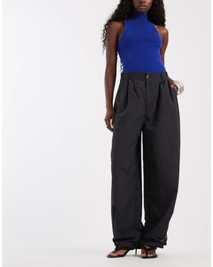 Noisy May Utility Wide Leg Balloon Pants With Buttons - Blue
