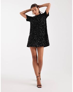 Threadbare – kurzärmliges minikleid - Schwarz