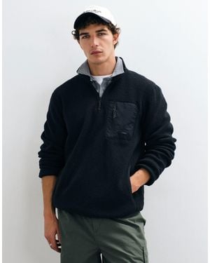 JJ Rebel Teddy Fleece With Front Pocket Detail - Blue