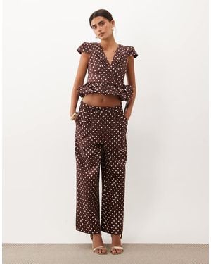 Sister Jane Arles Cotton Mid Rise Straight Leg Trousers Set - Brown